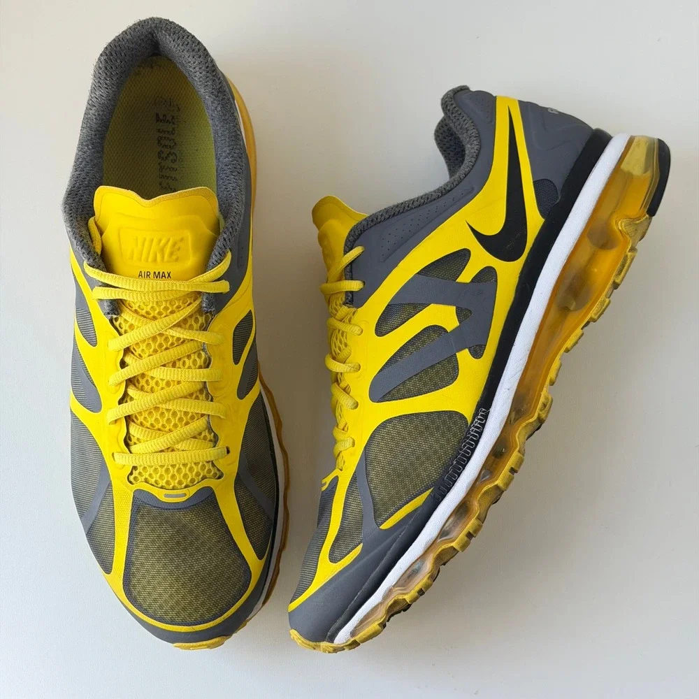 Nike Air Max 2012 Livestrong Mens 12 Yellow Grey Cushion Athletic Running Shoes